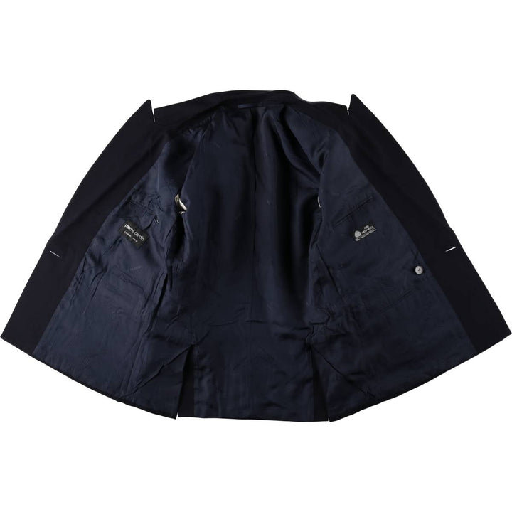 Pierre Cardin Peak Lapel Double-Breasted Wool Tailored Jacket, Made in England, Men's Size M (approx.) wool navy blue type Vintage Second Hand