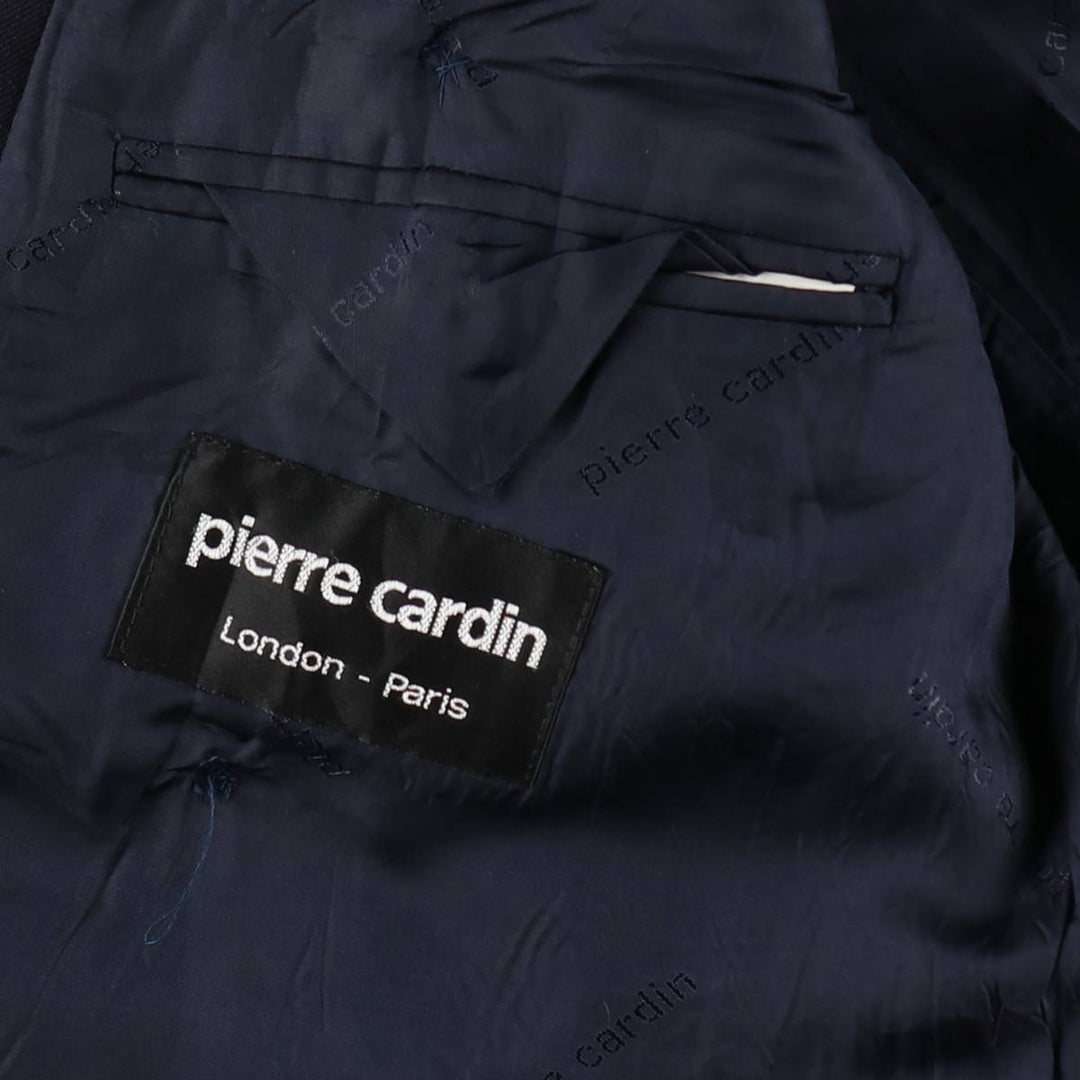 Pierre Cardin Peak Lapel Double-Breasted Wool Tailored Jacket, Made in England, Men's Size M (approx.) wool navy blue type Vintage Second Hand