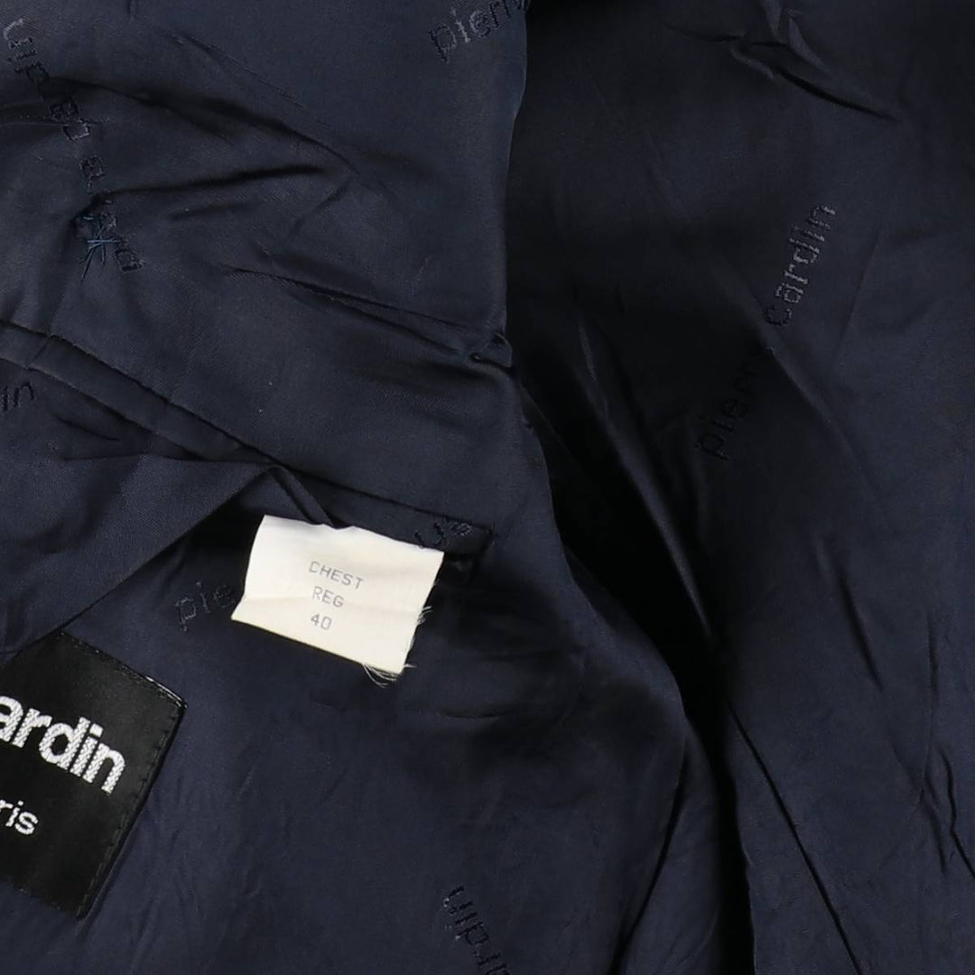 Pierre Cardin Peak Lapel Double-Breasted Wool Tailored Jacket, Made in England, Men's Size M (approx.) wool navy blue type Vintage Second Hand