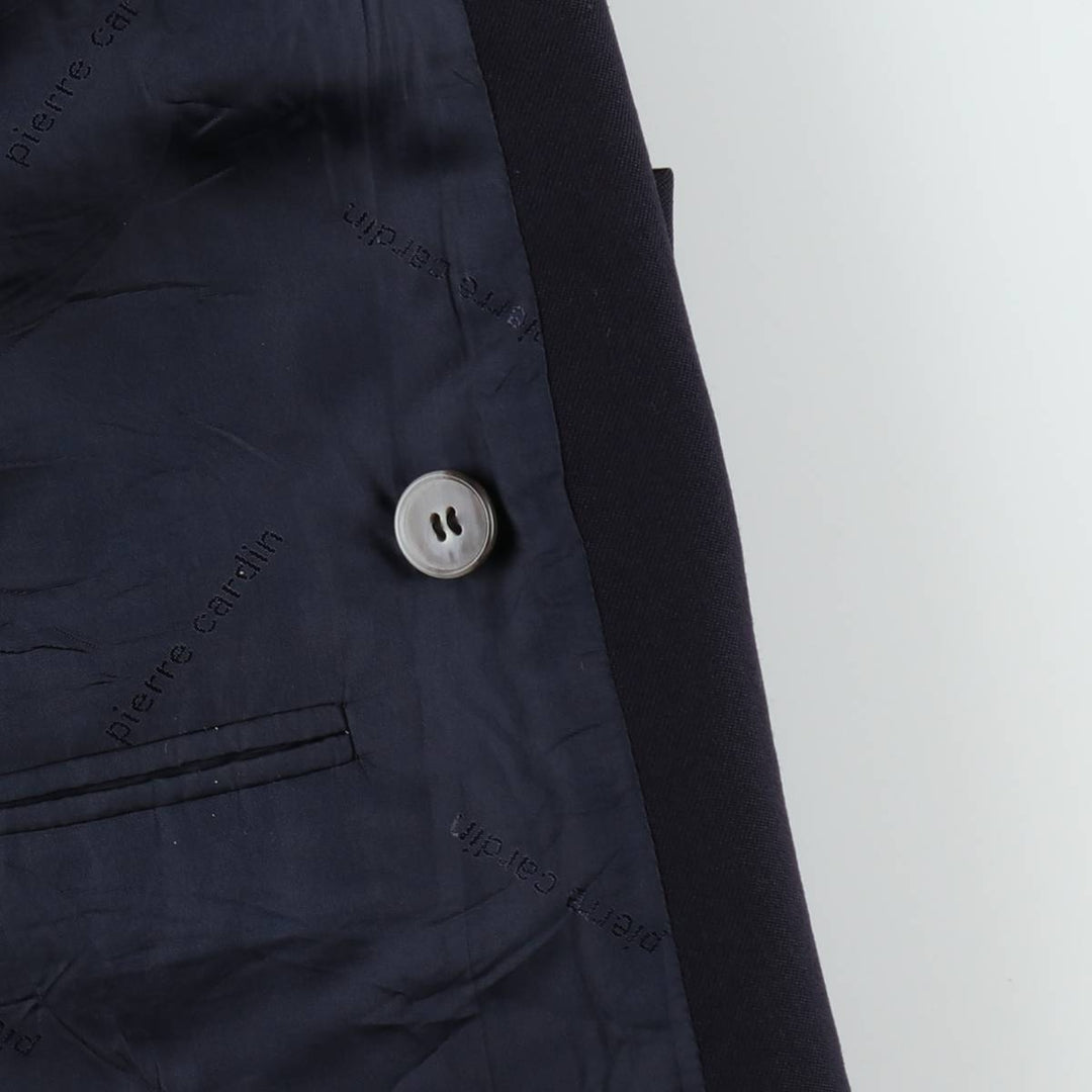 Pierre Cardin Peak Lapel Double-Breasted Wool Tailored Jacket, Made in England, Men's Size M (approx.) wool navy blue type Vintage Second Hand