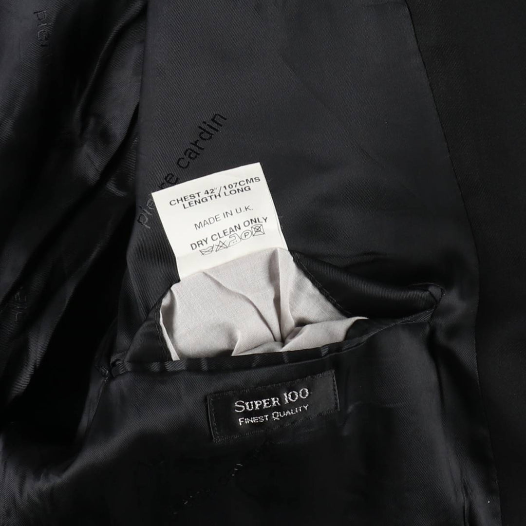 Pierre Cardin wool tailored jacket, made in England, men's size L equivalent. wool black type Vintage Second Hand