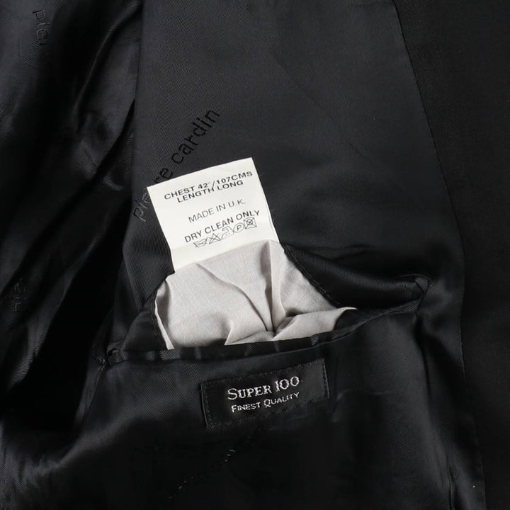Pierre Cardin wool tailored jacket, made in England, men's size L equivalent. wool black type Vintage Second Hand