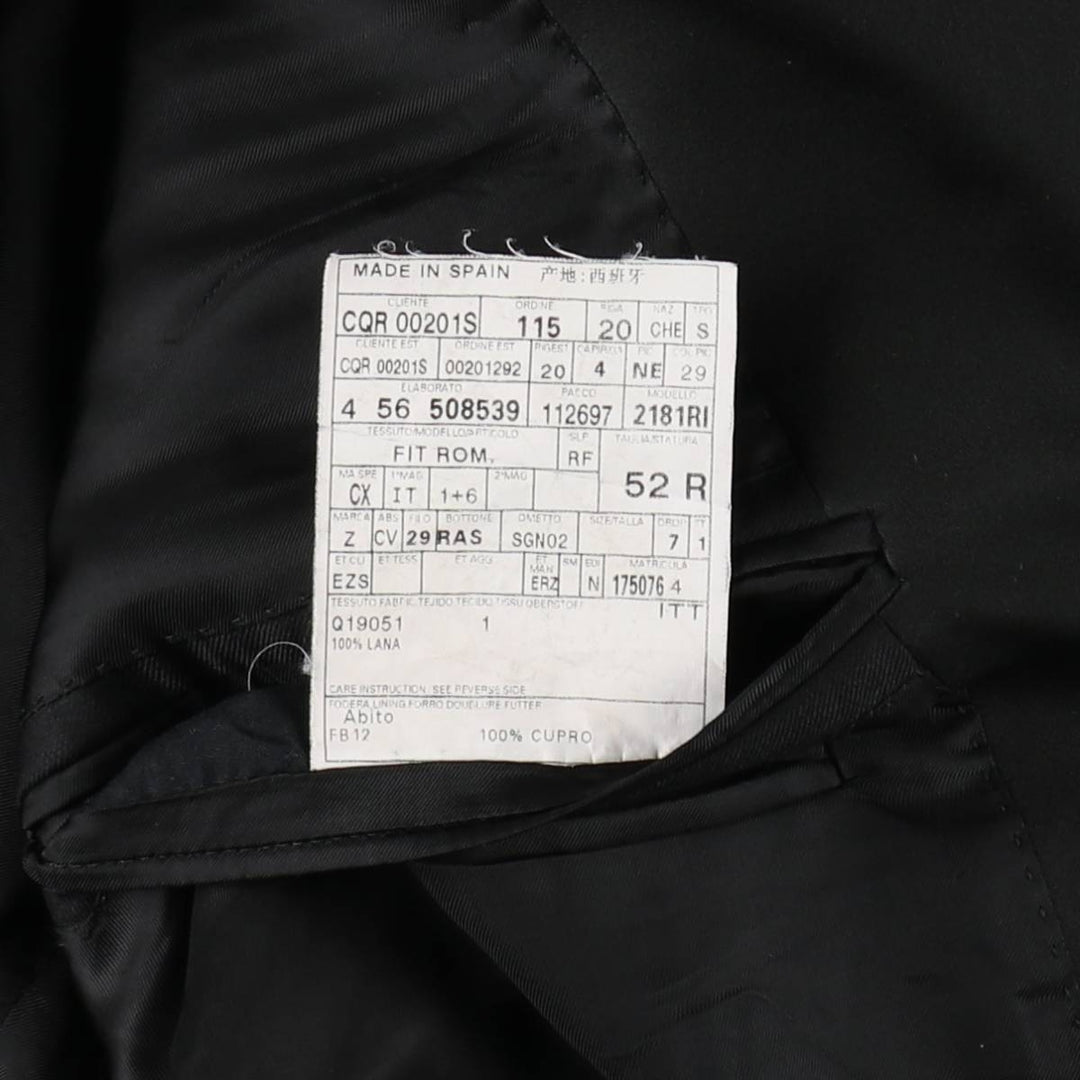 Ermenegildo Zegna Peak Lapel Wool Tailored Jacket, Men's Size L (approx.) wool black type Vintage Second Hand