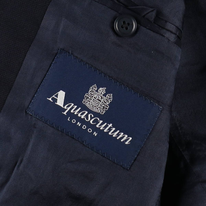 Aquascutum LONDON Navy Blazer Tailored Jacket, Men's Size S (approx.) wool navy blue type Vintage Second Hand
