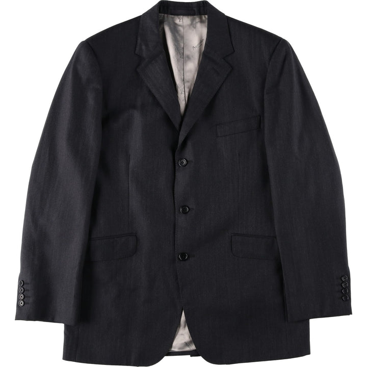 Aquascutum LONDON Herringbone Tailored Jacket, Men's Size L (approx.) unclear Charcoal Vintage Second Hand