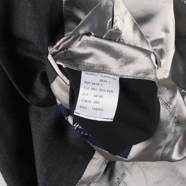 Aquascutum LONDON Herringbone Tailored Jacket, Men's Size L (approx.) unclear Charcoal Vintage Second Hand
