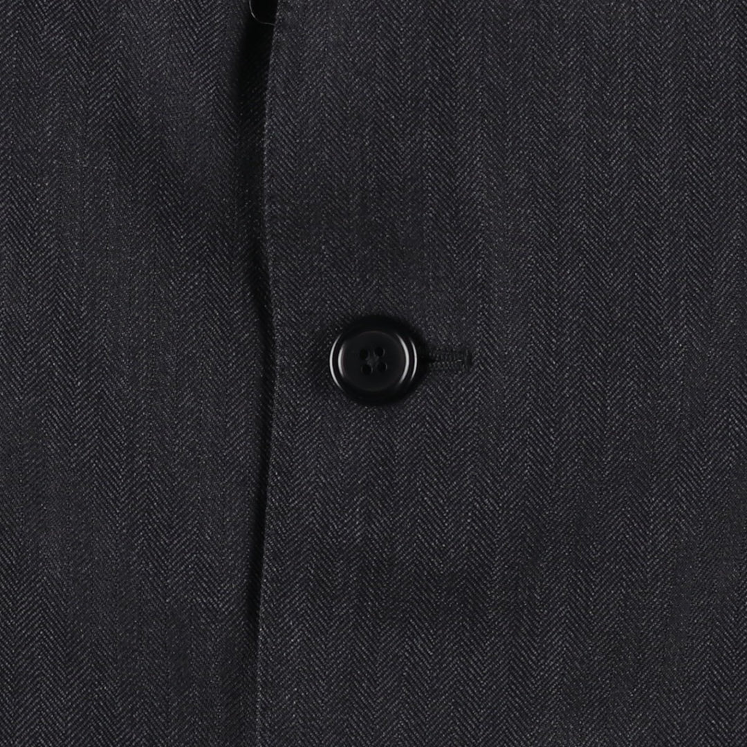 Aquascutum LONDON Herringbone Tailored Jacket, Men's Size L (approx.) unclear Charcoal Vintage Second Hand