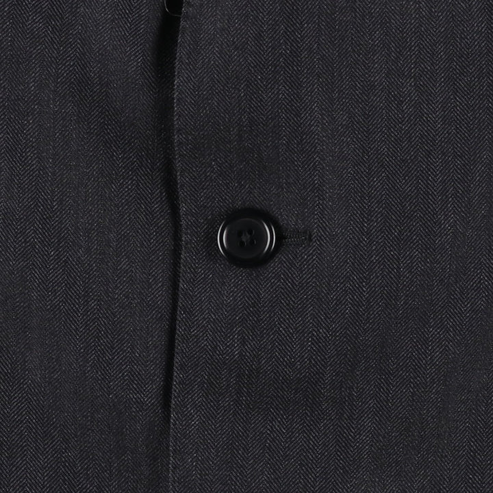 Aquascutum LONDON Herringbone Tailored Jacket, Men's Size L (approx.) unclear Charcoal Vintage Second Hand