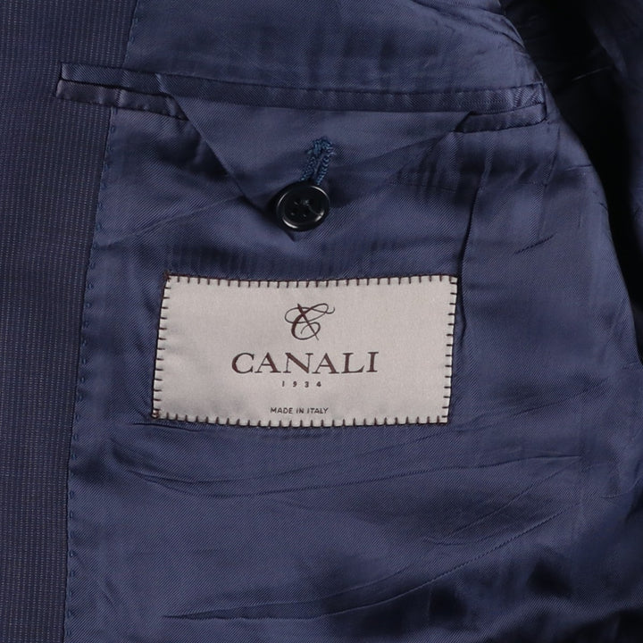 CANALI Wool Tailored Jacket, Made in Italy, Men's Size L (approx.) wool navy blue type Vintage Second Hand