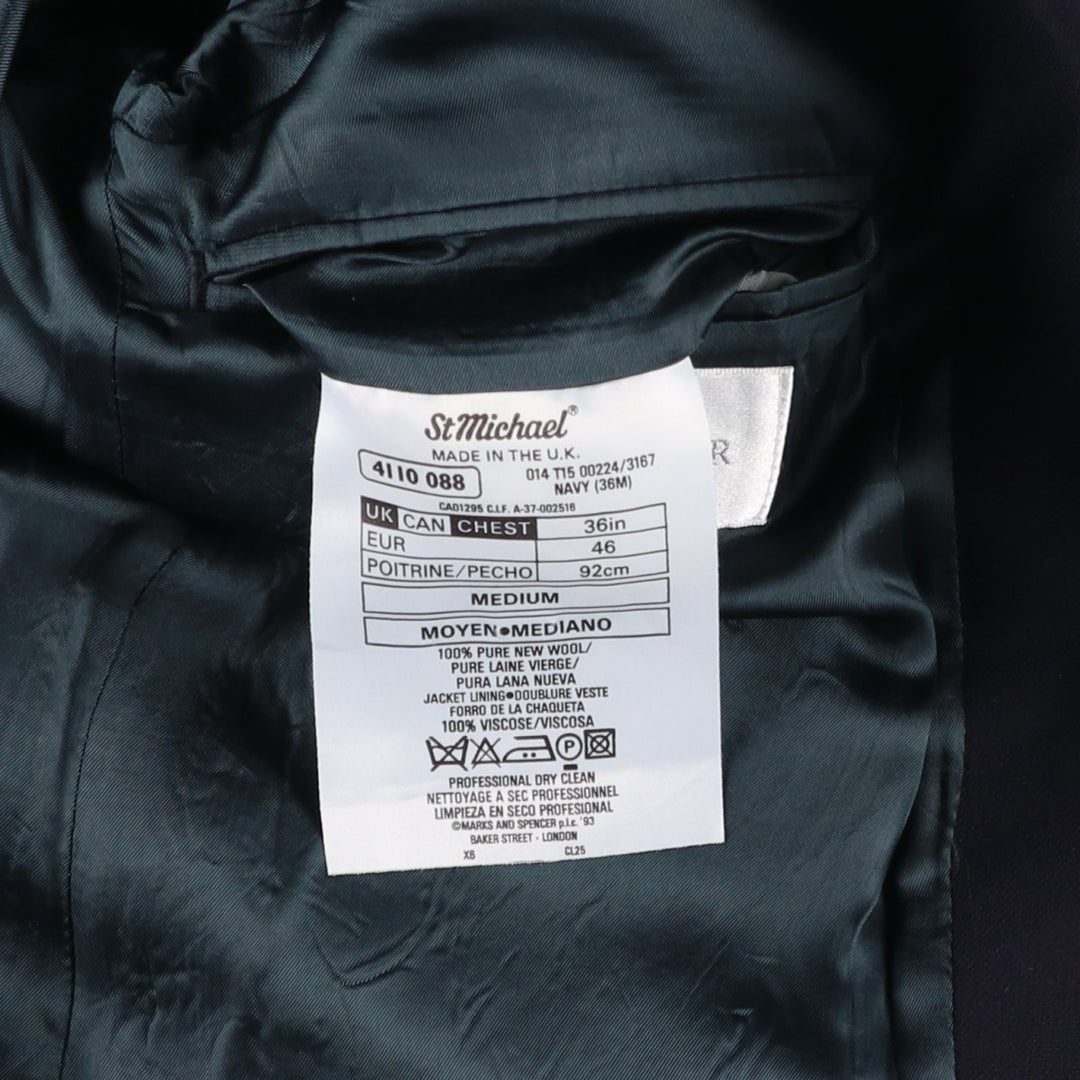 Marks & Spencer wool tailored jacket, made in England, men's size M equivalent. wool navy blue type Vintage Second Hand