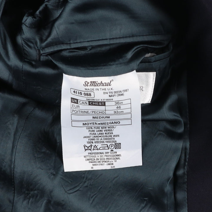 Marks & Spencer wool tailored jacket, made in England, men's size M equivalent. wool navy blue type Vintage Second Hand