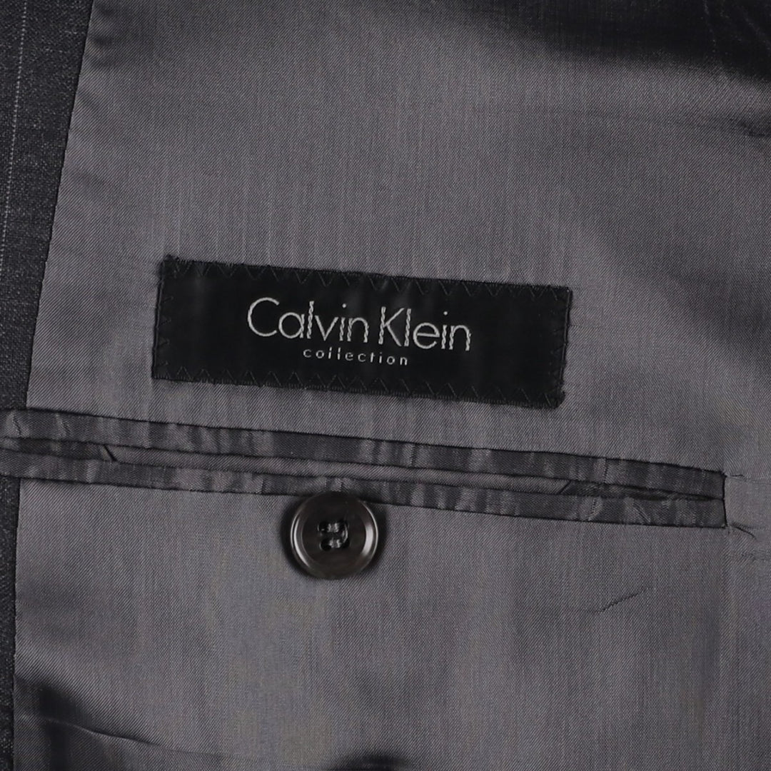 Calvin Klein Collection Stripe Pattern Wool Tailored Jacket, Men's Size M (approx.) wool gray type Vintage Second Hand