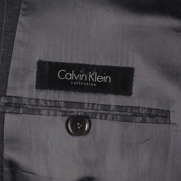 Calvin Klein Collection Stripe Pattern Wool Tailored Jacket, Men's Size M (approx.) wool gray type Vintage Second Hand