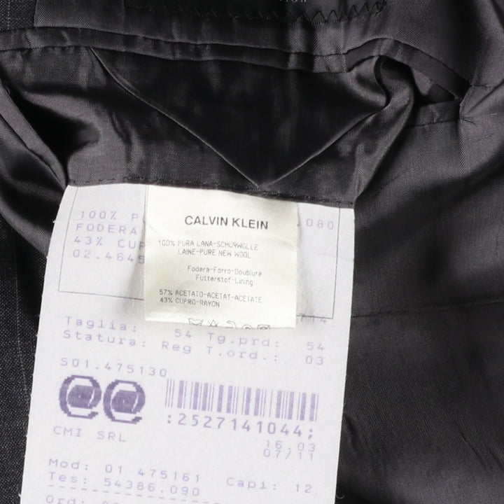 Calvin Klein Collection Stripe Pattern Wool Tailored Jacket, Men's Size M (approx.) wool gray type Vintage Second Hand