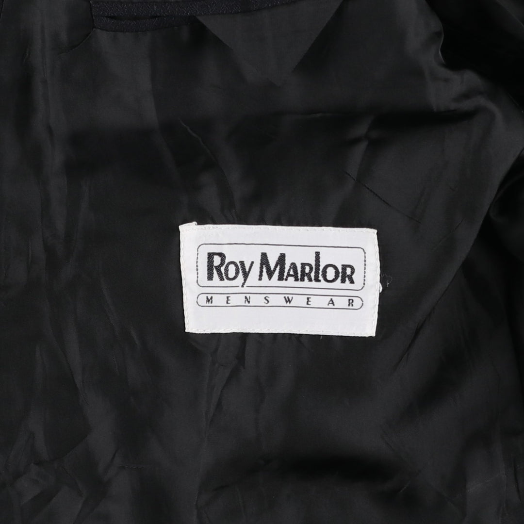 Roy Marlor Desch Check Pattern Peaked Lapel Double-Breasted Wool Tailored Jacket (Men's Size M) wool black type Vintage Second Hand