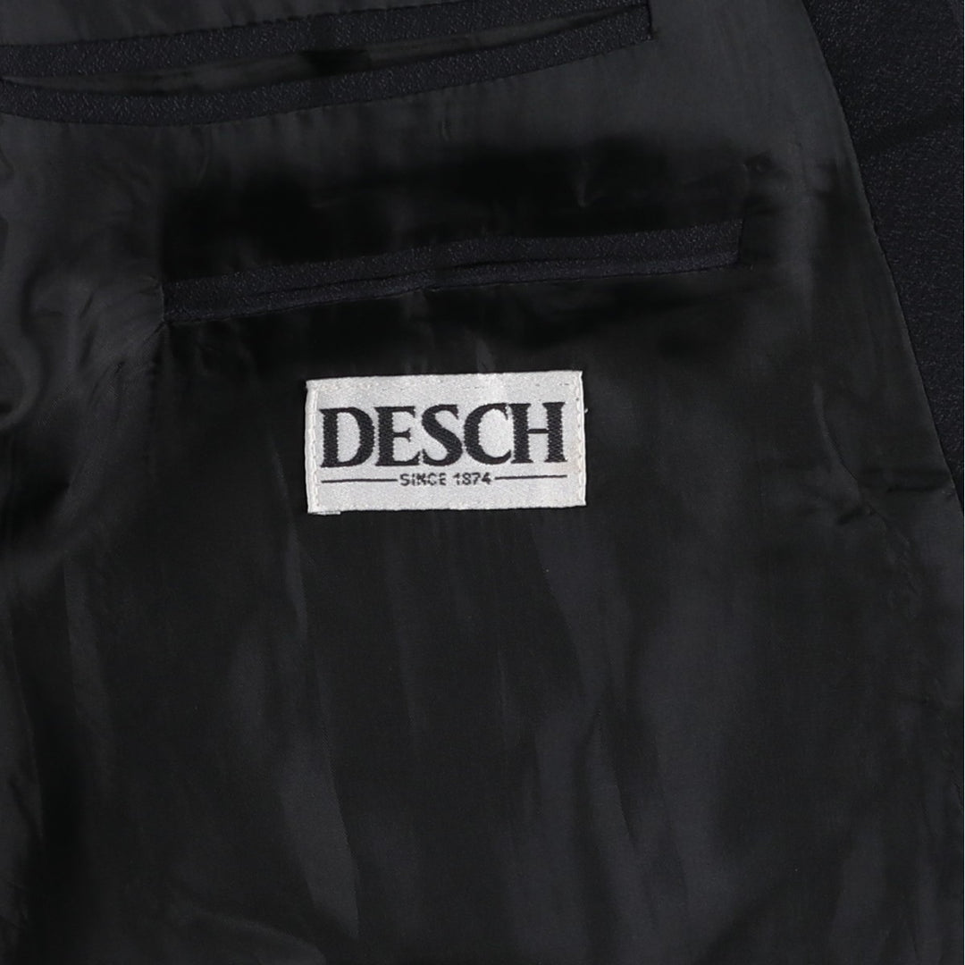 Roy Marlor Desch Check Pattern Peaked Lapel Double-Breasted Wool Tailored Jacket (Men's Size M) wool black type Vintage Second Hand