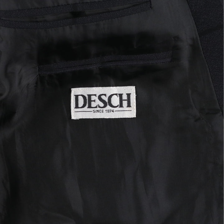 Roy Marlor Desch Check Pattern Peaked Lapel Double-Breasted Wool Tailored Jacket (Men's Size M) wool black type Vintage Second Hand