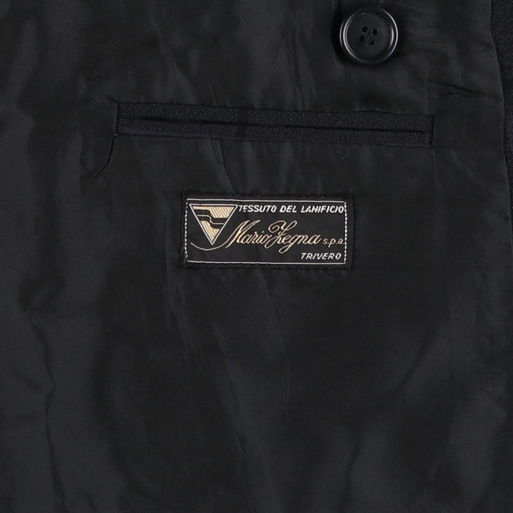 Roy Marlor Desch Check Pattern Peaked Lapel Double-Breasted Wool Tailored Jacket (Men's Size M) wool black type Vintage Second Hand