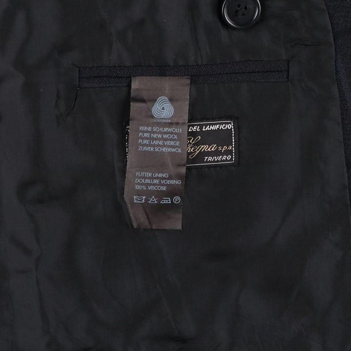 Roy Marlor Desch Check Pattern Peaked Lapel Double-Breasted Wool Tailored Jacket (Men's Size M) wool black type Vintage Second Hand