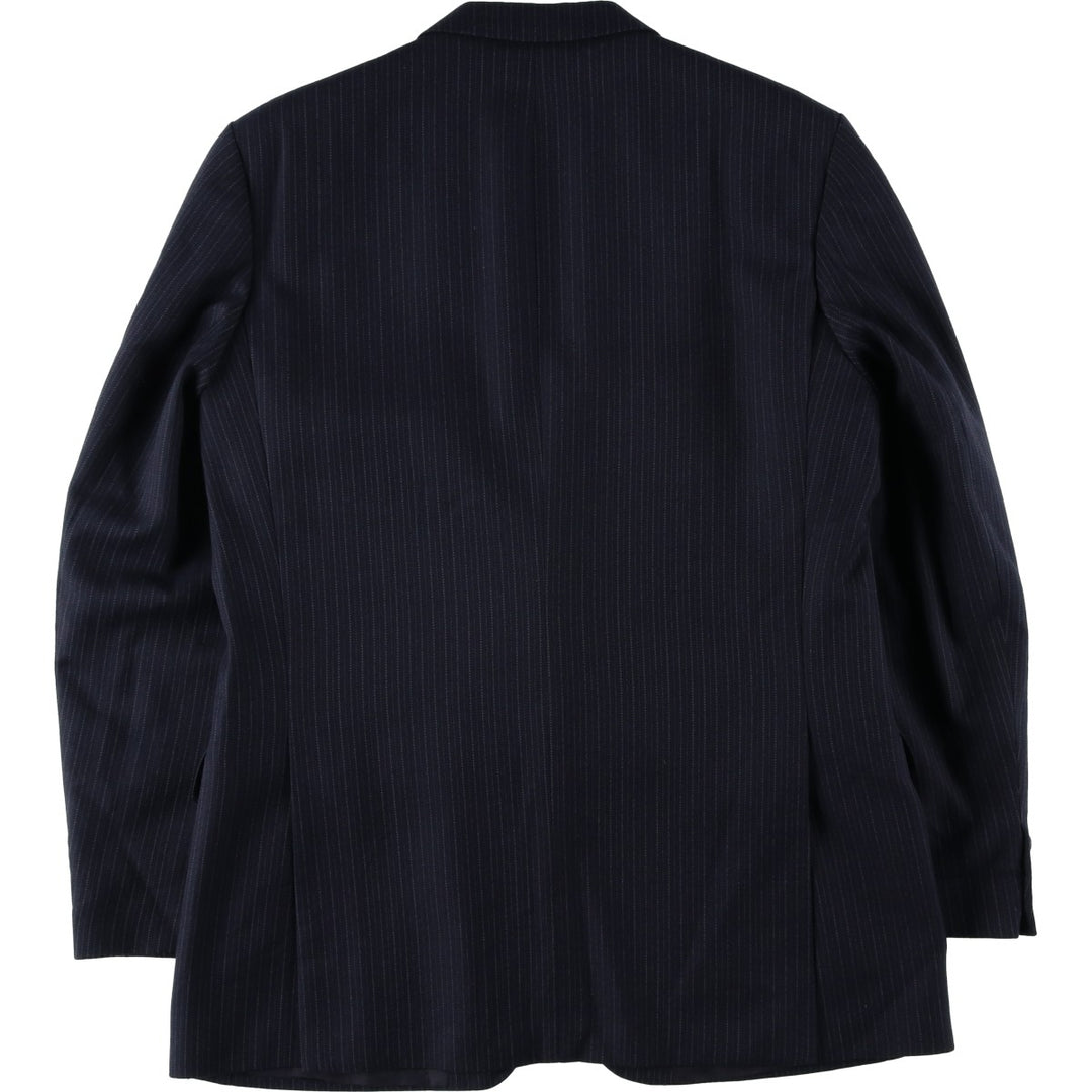 St Michael Stripe Pattern Wool Tailored Jacket, Made in England, Men's Size L (approx.) wool navy blue type Vintage Second Hand