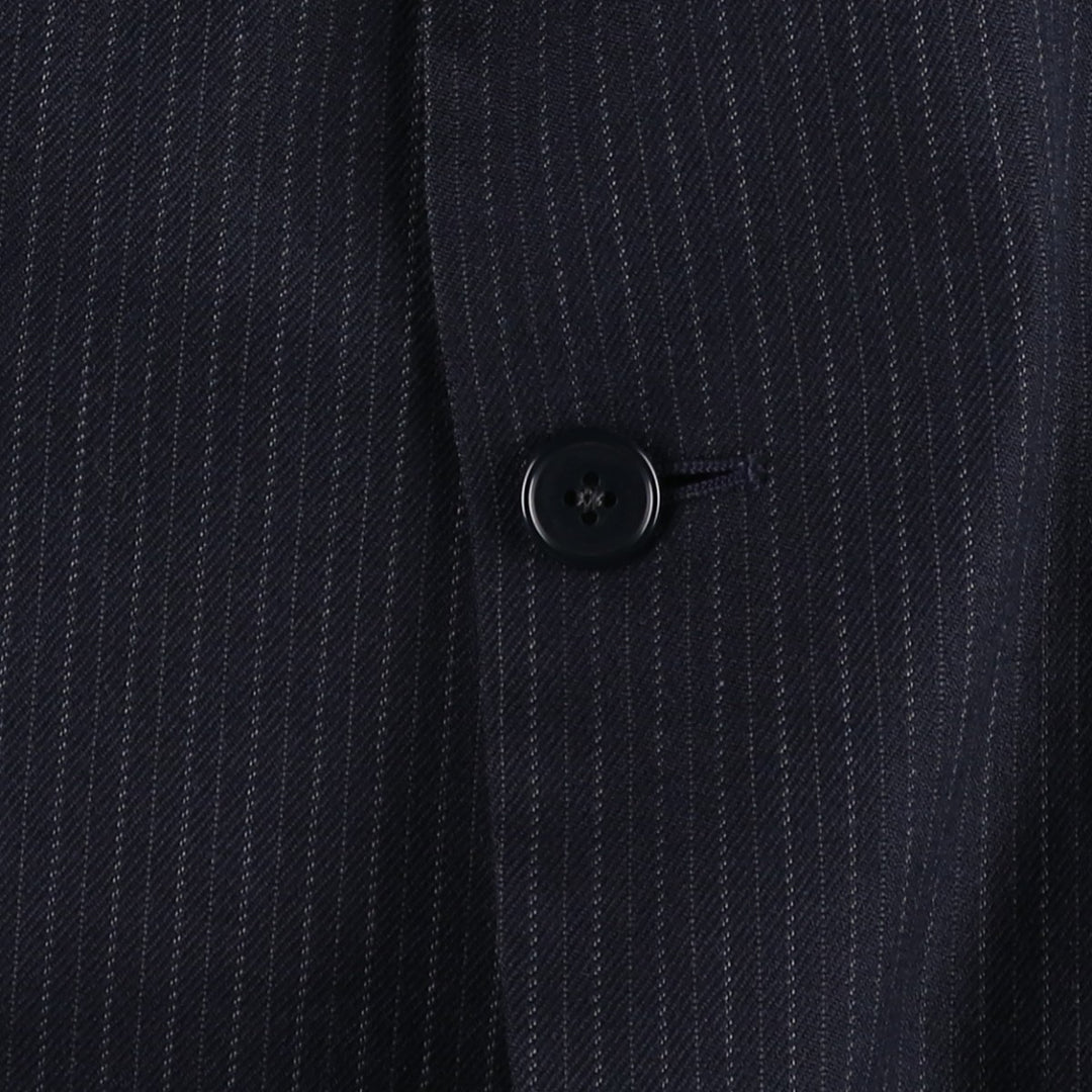 St Michael Stripe Pattern Wool Tailored Jacket, Made in England, Men's Size L (approx.) wool navy blue type Vintage Second Hand