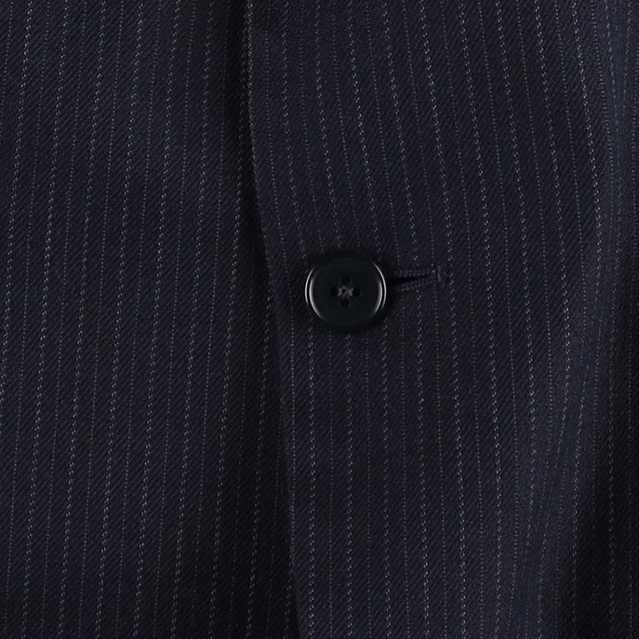 St Michael Stripe Pattern Wool Tailored Jacket, Made in England, Men's Size L (approx.) wool navy blue type Vintage Second Hand
