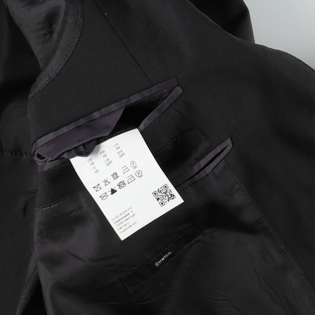 Hugo Boss Stretch Wool Tailored Jacket, Men's Size M (approx.) wool black type Vintage Second Hand