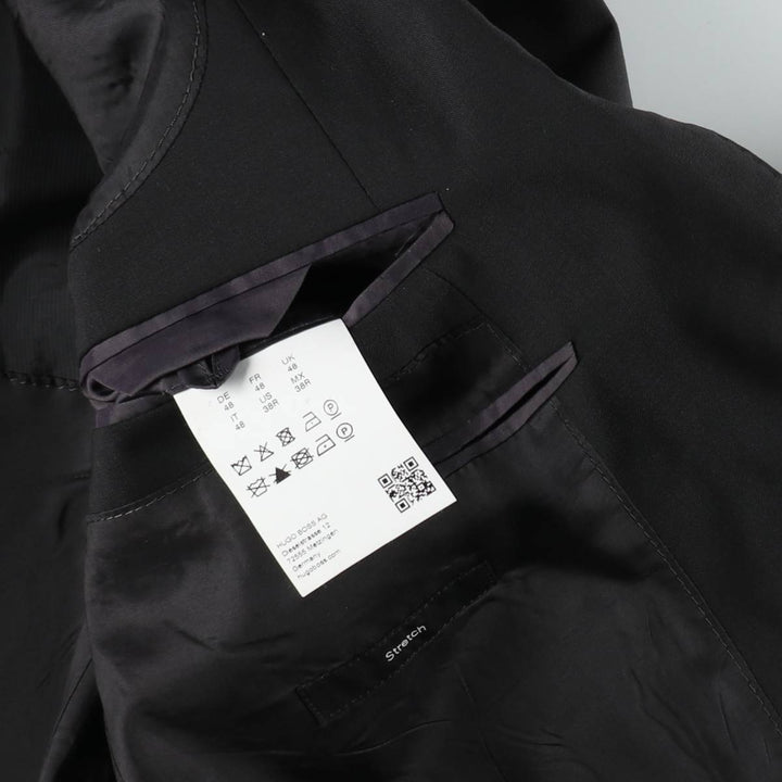 Hugo Boss Stretch Wool Tailored Jacket, Men's Size M (approx.) wool black type Vintage Second Hand