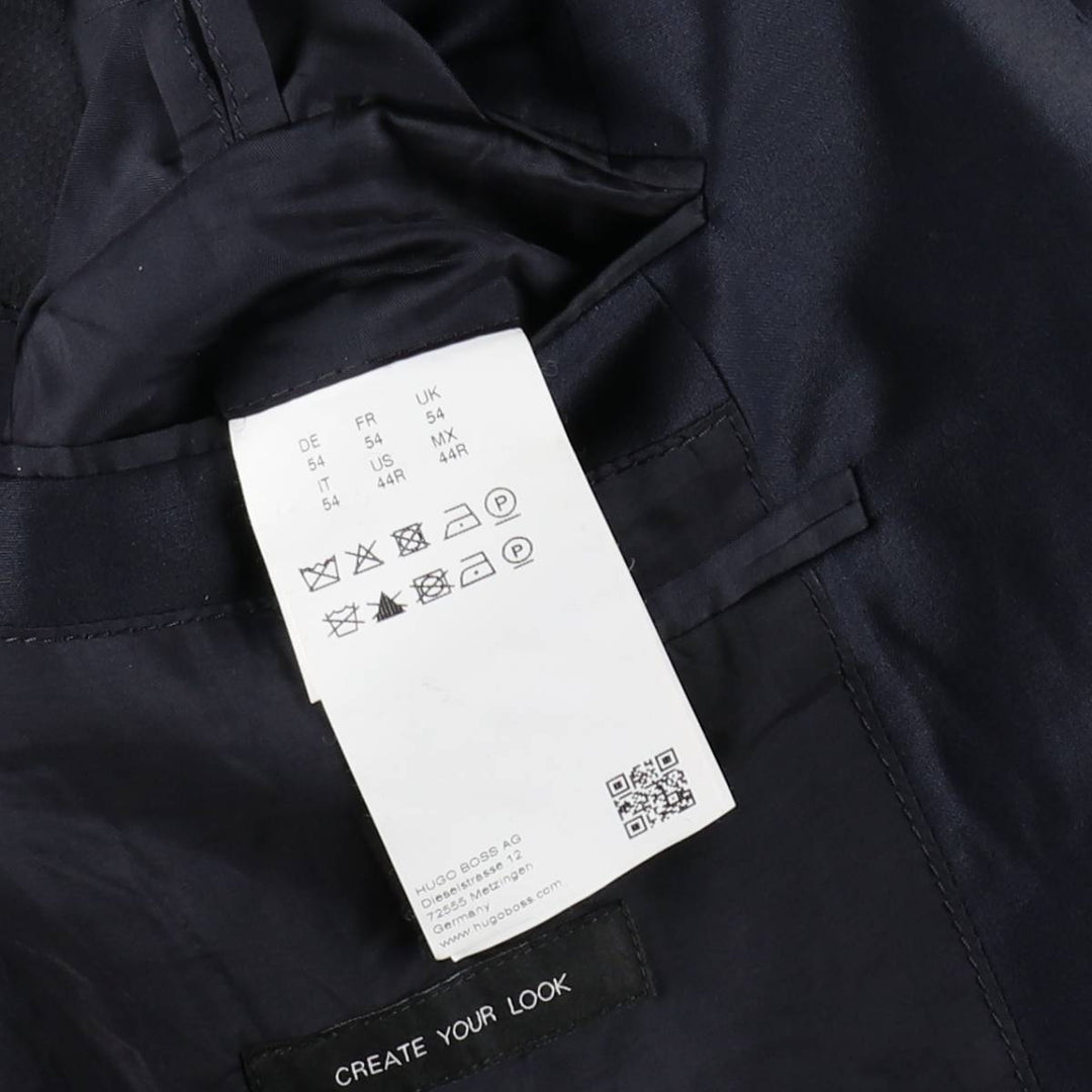 Hugo Boss Stretch Wool Tailored Jacket, Men's Size L (approx.) wool navy blue type Vintage Second Hand