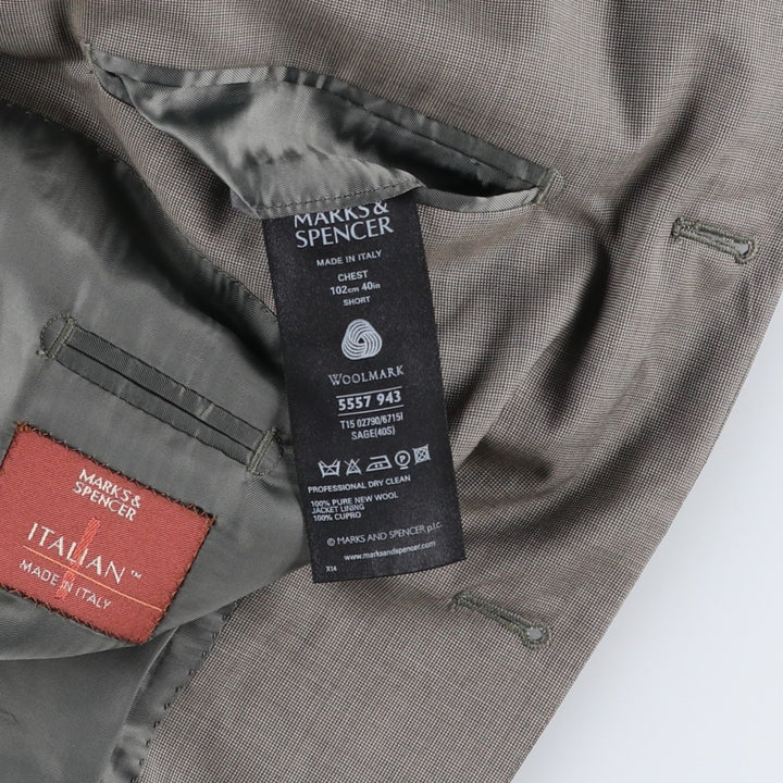 Marks & Spencer ITALIAN wool tailored jacket, made in Italy, men's size S equivalent. wool gray type Vintage Second Hand