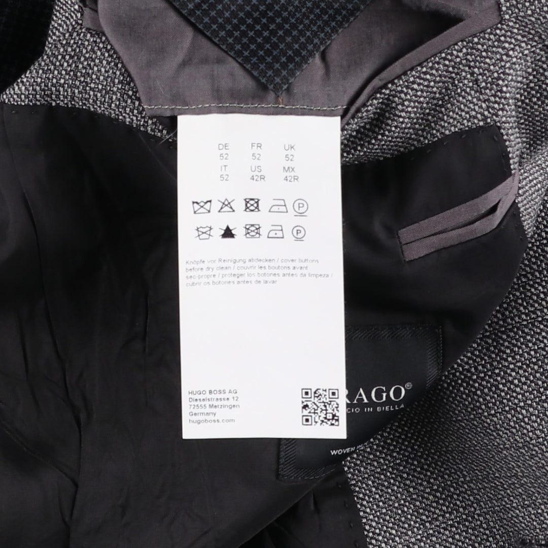 Hugo Boss wool tailored jacket, men's size L wool gray type Vintage Second Hand