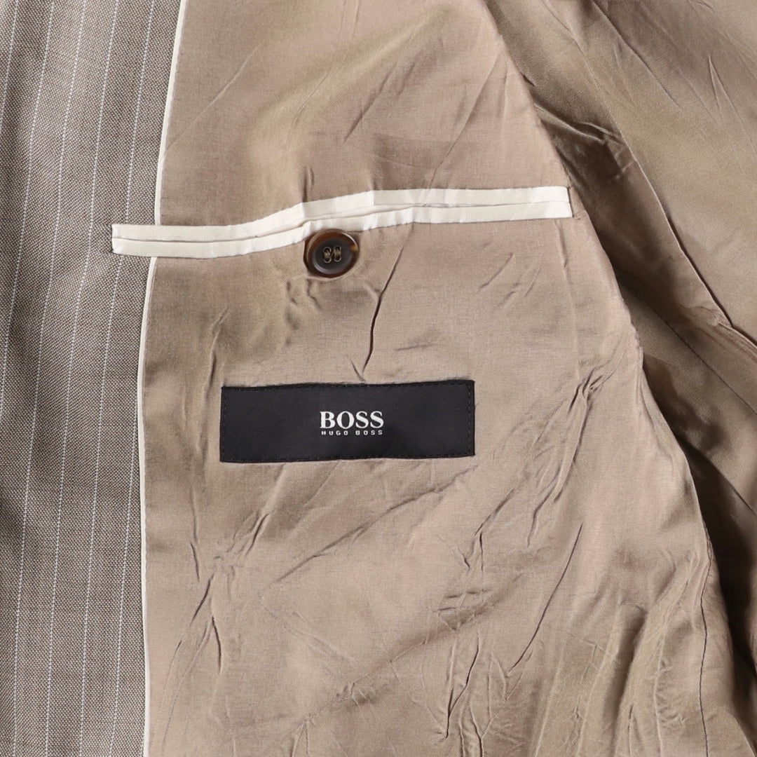 Hugo Boss Stripe Pattern Wool Tailored Jacket, Men's Size XL (approx.) wool Beige type Vintage Second Hand