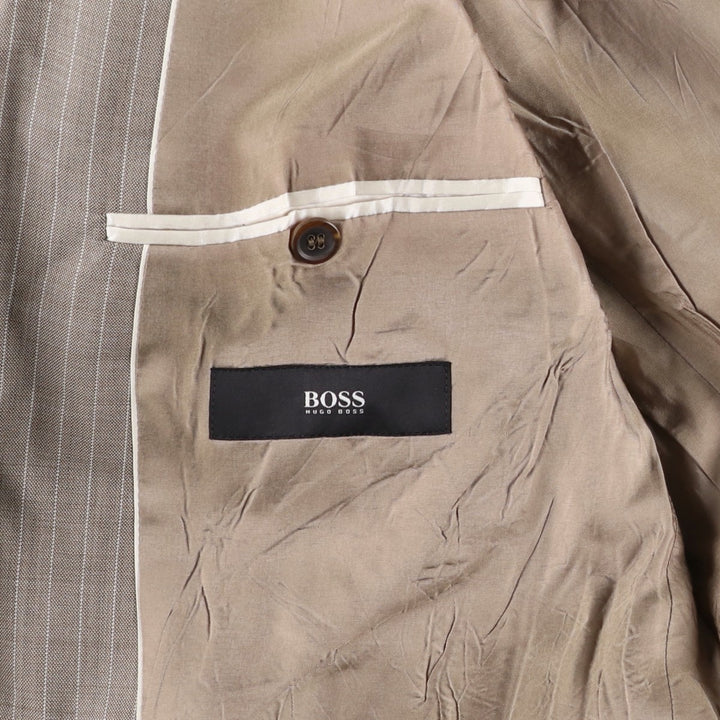 Hugo Boss Stripe Pattern Wool Tailored Jacket, Men's Size XL (approx.) wool Beige type Vintage Second Hand