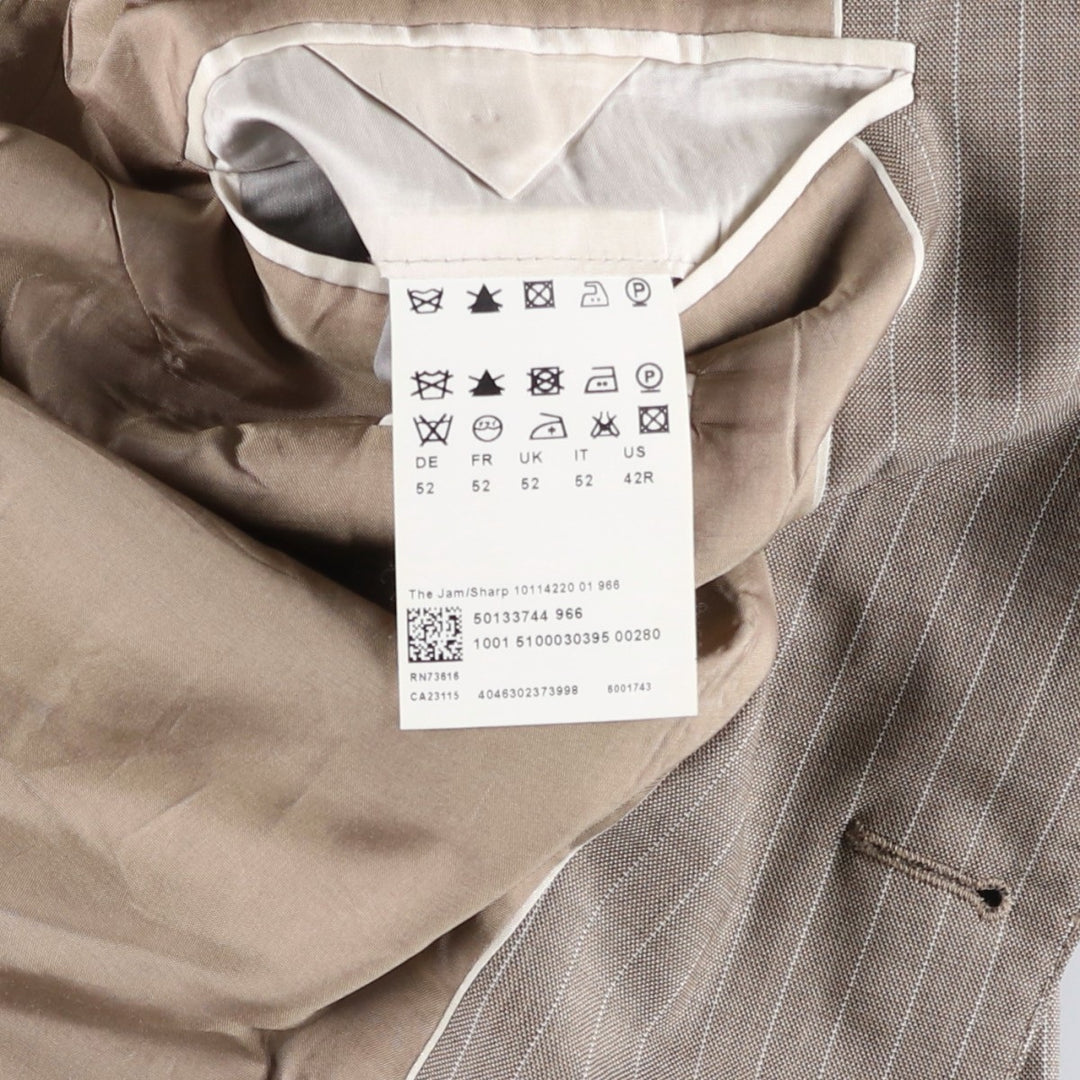 Hugo Boss Stripe Pattern Wool Tailored Jacket, Men's Size XL (approx.) wool Beige type Vintage Second Hand