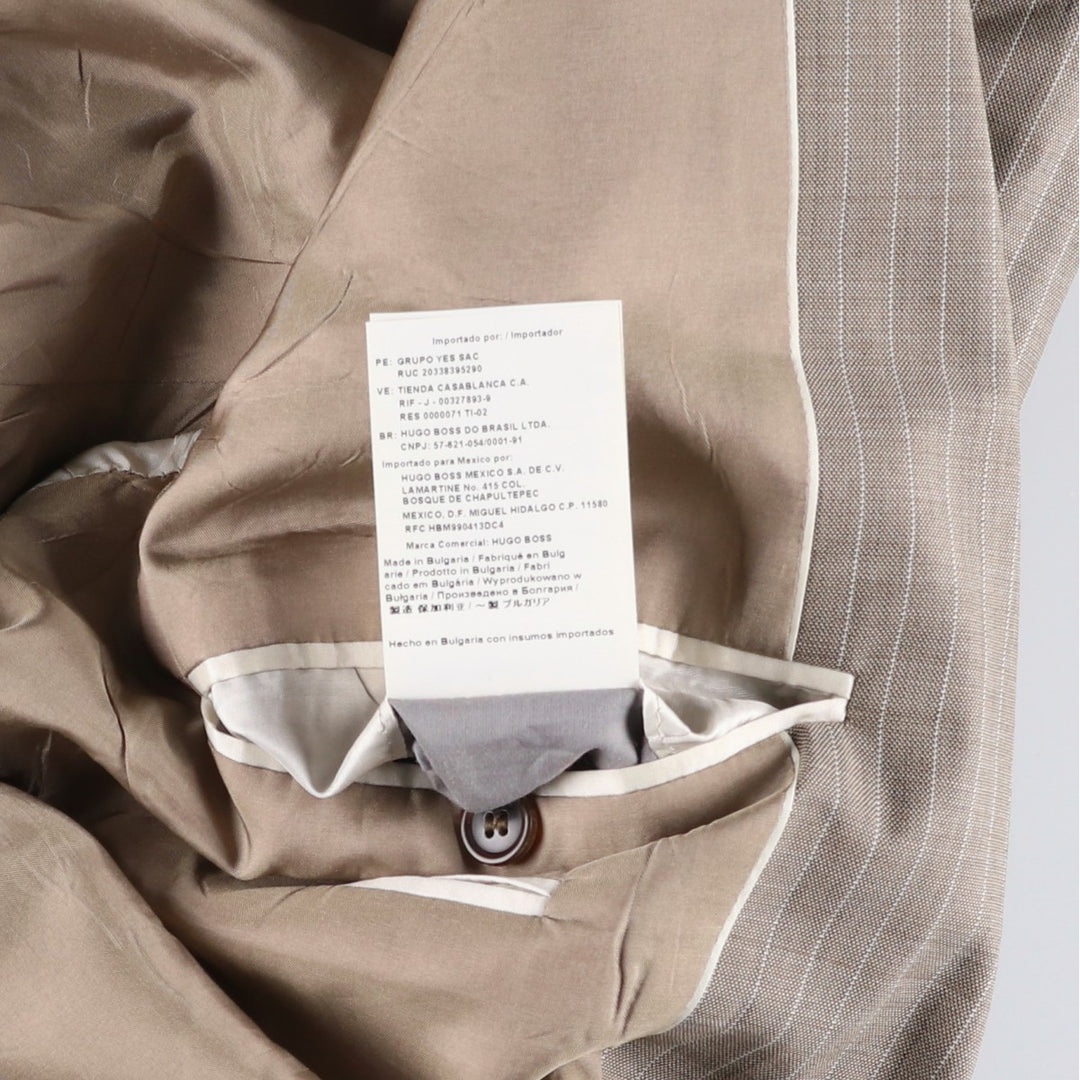 Hugo Boss Stripe Pattern Wool Tailored Jacket, Men's Size XL (approx.) wool Beige type Vintage Second Hand