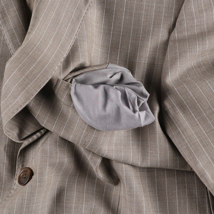 Hugo Boss Stripe Pattern Wool Tailored Jacket, Men's Size XL (approx.) wool Beige type Vintage Second Hand
