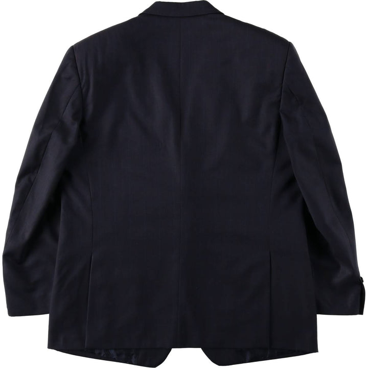 Sartoria MASSACRI Check Pattern Wool Tailored Jacket, Made in Italy, Men's Size M (approx.) wool navy blue type Vintage Second Hand