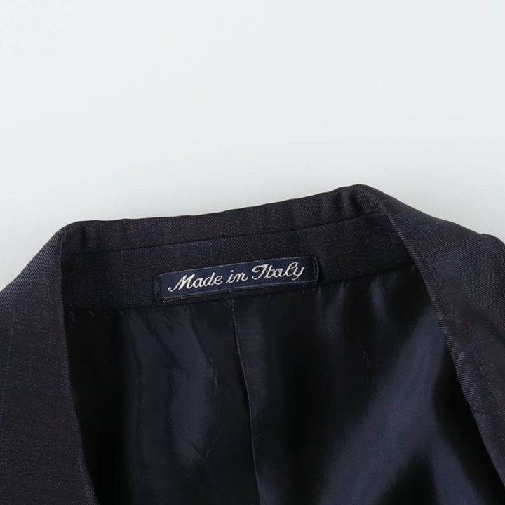 Sartoria MASSACRI Check Pattern Wool Tailored Jacket, Made in Italy, Men's Size M (approx.) wool navy blue type Vintage Second Hand