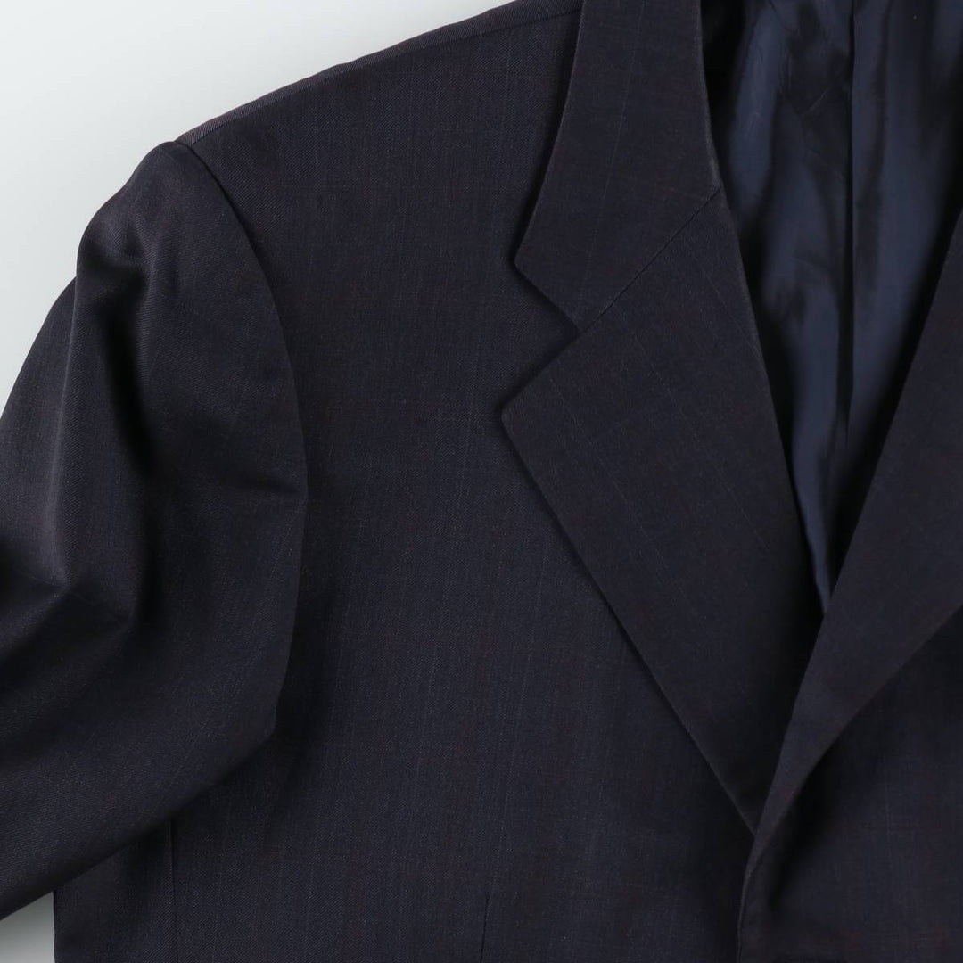 Sartoria MASSACRI Check Pattern Wool Tailored Jacket, Made in Italy, Men's Size M (approx.) wool navy blue type Vintage Second Hand