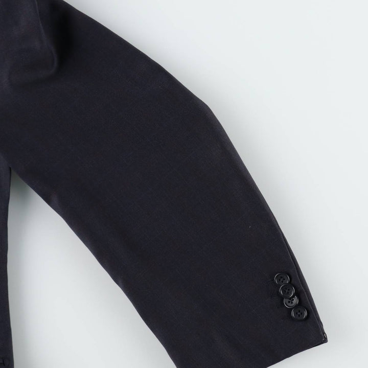 Sartoria MASSACRI Check Pattern Wool Tailored Jacket, Made in Italy, Men's Size M (approx.) wool navy blue type Vintage Second Hand