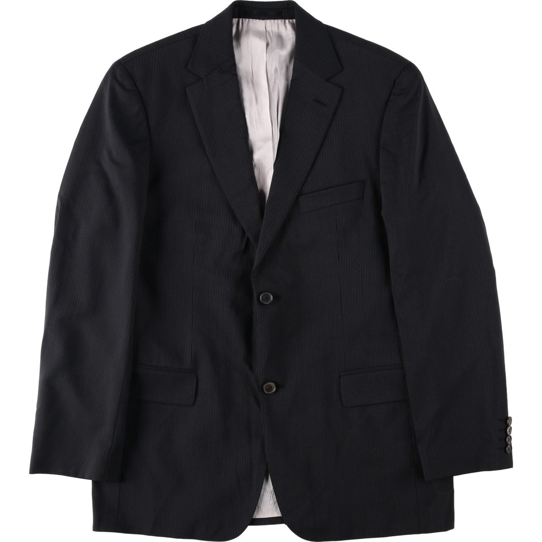 Hugo Boss Stripe Pattern Wool Tailored Jacket, Men's Size XL (approx.) wool navy blue type Vintage Second Hand
