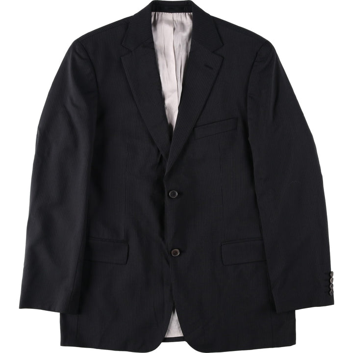 Hugo Boss Stripe Pattern Wool Tailored Jacket, Men's Size XL (approx.) wool navy blue type Vintage Second Hand