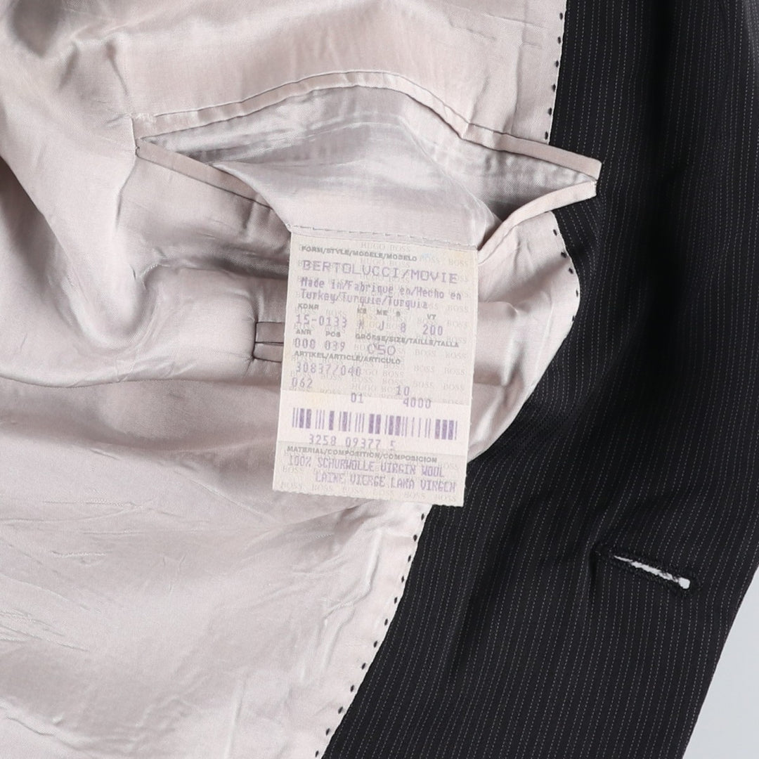 Hugo Boss Stripe Pattern Wool Tailored Jacket, Men's Size XL (approx.) wool navy blue type Vintage Second Hand