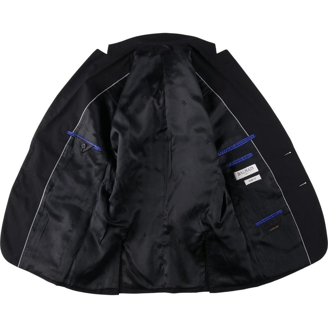 Balmain Slim Fit Wool Tailored Jacket, Men's Size M wool navy blue type Vintage Second Hand