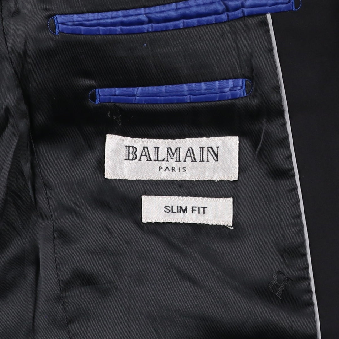 Balmain Slim Fit Wool Tailored Jacket, Men's Size M wool navy blue type Vintage Second Hand