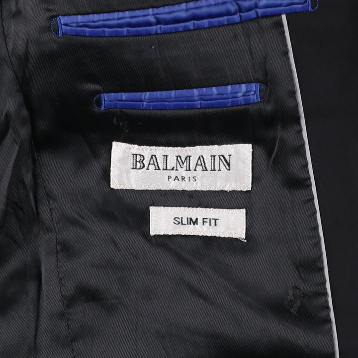 Balmain Slim Fit Wool Tailored Jacket, Men's Size M wool navy blue type Vintage Second Hand
