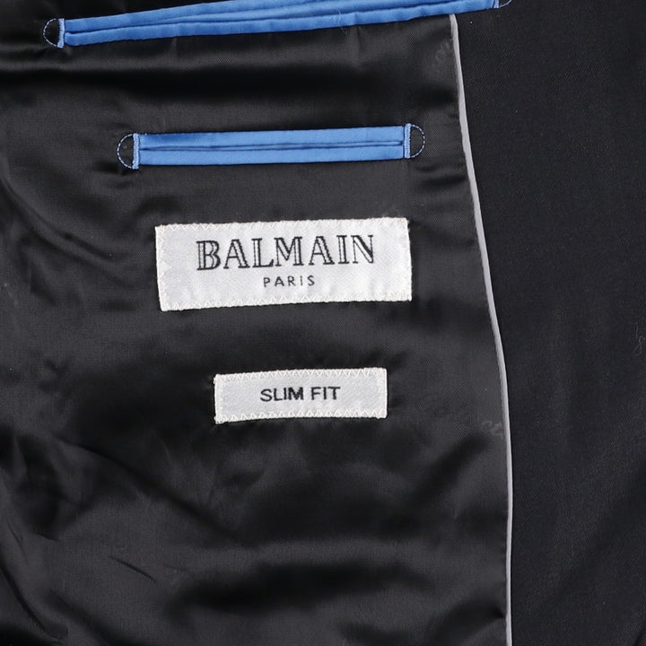 Balmain Slim Fit Wool Tailored Jacket, Men's Size L (approx.) wool navy blue type Vintage Second Hand