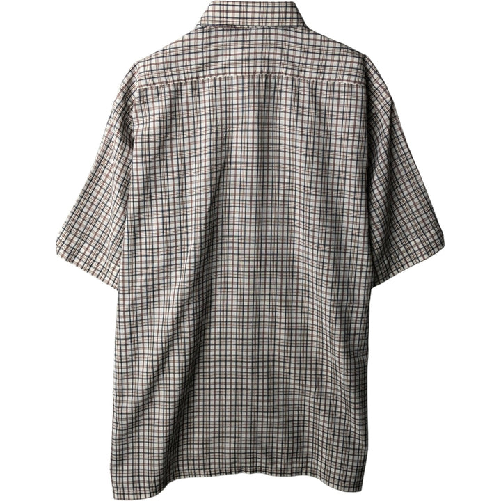 VEDI TAILORS Short-Sleeve Check Shirt, Boxy Shirt, Men's Size L (Equivalent), Vintage unclear white type Vintage Second Hand