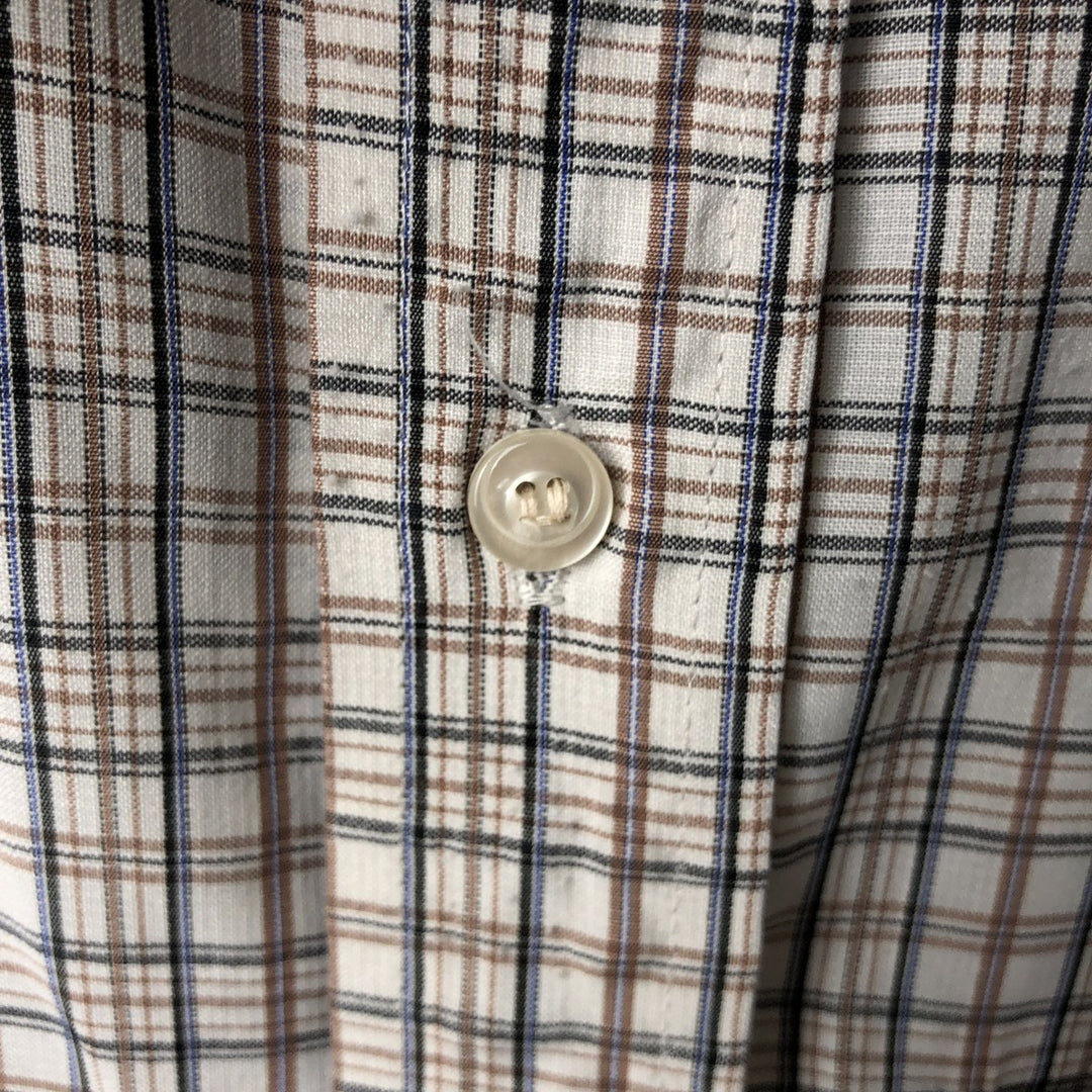 VEDI TAILORS Short-Sleeve Check Shirt, Boxy Shirt, Men's Size L (Equivalent), Vintage unclear white type Vintage Second Hand