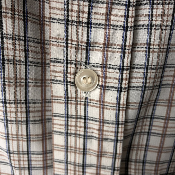 VEDI TAILORS Short-Sleeve Check Shirt, Boxy Shirt, Men's Size L (Equivalent), Vintage unclear white type Vintage Second Hand